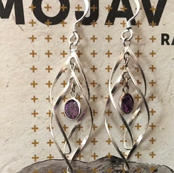 Sterling silver and Amethyst Earrings - image 1