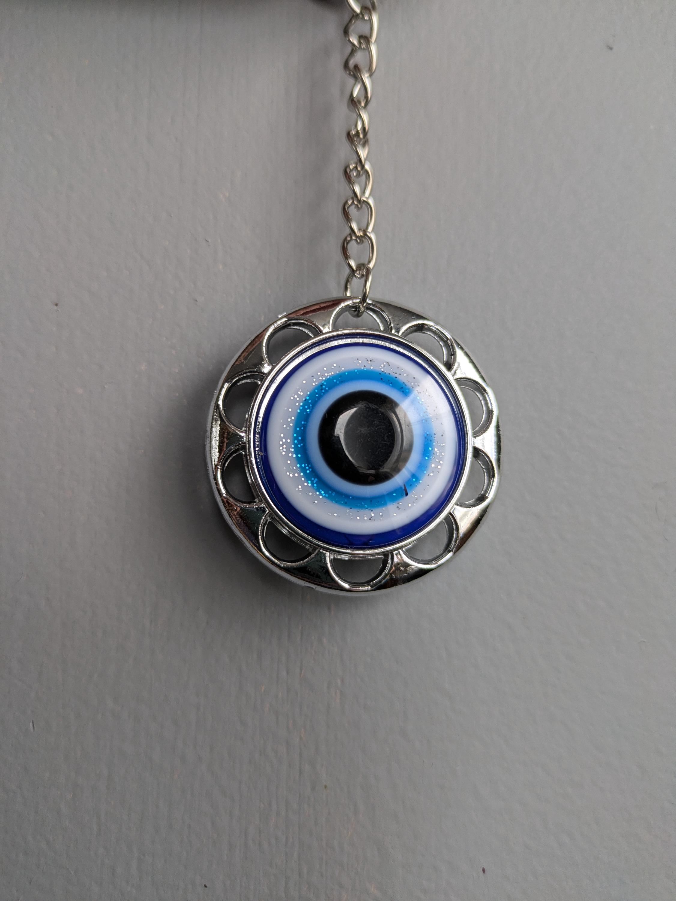 z1 Portachiavi in argento. Significato dell'albero della vita. L'occhio malvagio haram. Khamsa. 12 cm x 5 cm protezione contro maledizioni e persone cattive. difesa spirituale. occhio magico., Oro, L