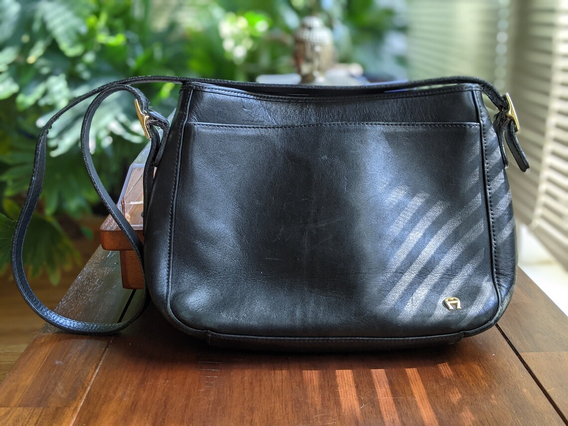 Vintage Black Etienne Aigner Leather Purse Black Etsy