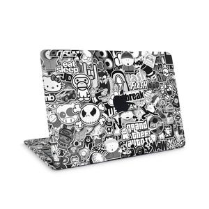 STICKERBOMB Black White Skin for Apple Macbook Air Pro Models, Macbook Decals, Macbook Stickers, Apple Laptop Fullbody Protection Cover Wrap