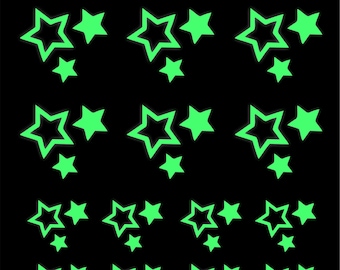 Glow in the Dark STARS Stickers Set - 18 Pcs / A5 Sheet - Cute Vinyl Decal for Wall Art Car Bumper Laptop Planner Diary Kids Gift Celestial