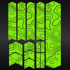 Groene topografische kaart fietsframestickers, fietsframe vorkbeschermfolie stickers, fietsbeschermtape, krasbestendig, ebike mtb bmx