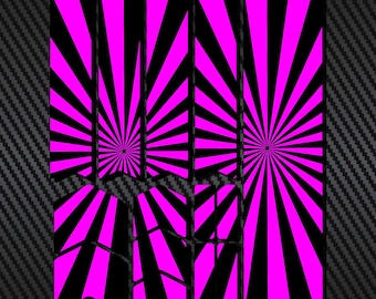 Hot Pink Rising Sun Bicycle Frame Fork Protector Decals, Mtb Protection Guard Scratch Proof Stickers Kit, Printed Vinyl Film Decal, 14 pcs