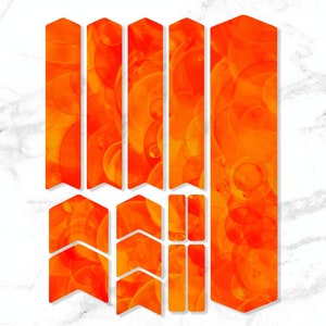 Fahrradrahmen Gabelschutz Aufkleber Set 14 Stück / Mtb Schutz Wache Kratzfest Stickers Kit / Gedruckt Vinyl Aufkleber / Orange Blasen