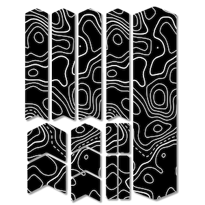 Topographic Map Pattern Bike Frame Stickers - Bicycle Frame Fork Protection Film Decals / Mtb Protective Tape Guard Scratch Proof Ebike Bmx