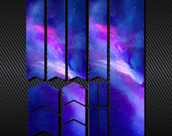 Bicycle Frame Fork Protector Decals Set 14 Pcs / Mtb Protection Guard Scratch Proof Stickers Kit / Printed Vinyl Decal / Blue Galaxy Space