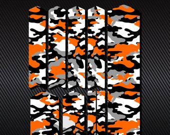 Set di adesivi antigraffie per la protezione del telaio della bicicletta 14 pezzi / Mtb Protection Guard Kit adesivi antigraffio / Decalcomania in vinile stampato / ORANGE CAMO Design