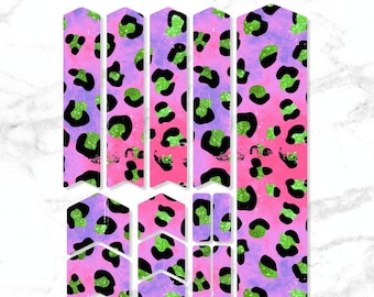 Bicycle Frame Protector Decals Set 14 Pcs / Mtb Protection Guard Scratch Proof Stickers Kit / Printed Vinyl Decal / Cheetah Print EXOTIC