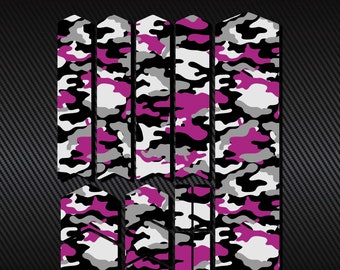 Set di decalcomanie protettive per telaio per biciclette 14 pezzi / Ebike Bmx Mtb Protezione protezione antigraffio Kit / Decalcomania in vinile stampato / VIOLA CAMO