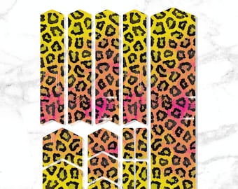 Bicycle Frame Protector Decals Set 14 Pcs / Mtb Protection Guard Scratch Proof Stickers Kit / Printed Vinyl Decal / Leopard Print EXOTIC