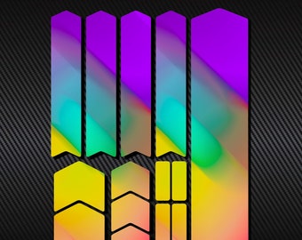Bicycle Frame Fork Protector Decals Set 14 Pcs / Mtb Protection Guard Scratch Proof Stickers Kit / Printed Vinyl Decal / Faded Rainbow