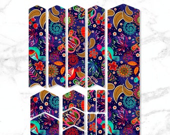 Birds & Flowers Pattern Bike Frame Stickers - Bicycle Frame Fork Protection Film Decals / Mtb Protective Tape Guard Scratch Proof Ebike Bmx