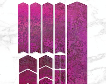 Pink Rust Bicycle Frame Fork Protector Decals, Mtb Protection Guard Scratch Proof Stickers Kit, Printed Vinyl Film Decal, 14 pcs Set