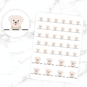 Etiquetas do planejador de BICHON | do planejador do filhote de cachorro adesivos redondos | Folha de planejamento de mini adesivos | Presentes fofos para cães | Consultas veterinárias, cuidador de cuidados médicos