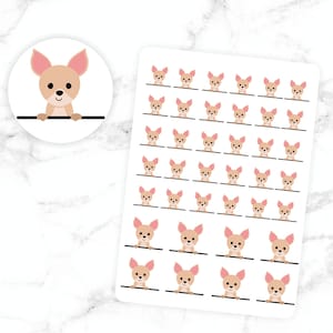 Etiquetas do planejador da CHIHUAHUA de <br> Entrega Rápida? do planejador do filhote de cachorro adesivos redondos | Folha de mini adesivos | Presentes fofos para cães | Consultas veterinárias, cuidador de cuidados médicos