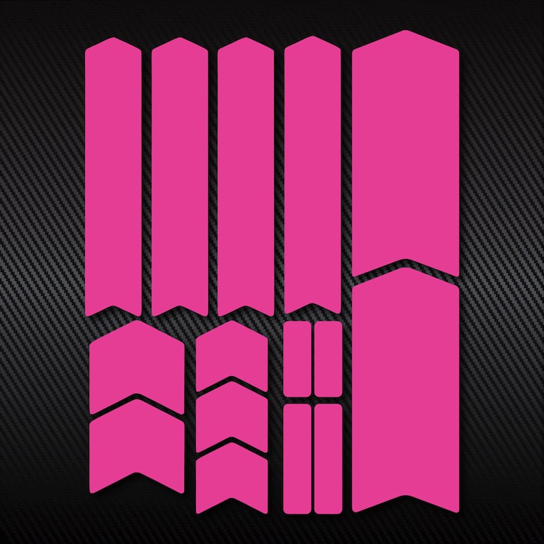 MATTE Hot Pink Bicycle Frame & Fork Protector Decals Set, Mtb Bike Protection Guard Scratch Proof Stickers Kit image 3