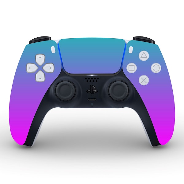 GRADIENT Skin for Playstation Controllers - Sony PS4 PS5 Console Dualshock 4 Dualsense 5 - Printed Vinyl Wrap Decal Sticker - Purple & Cyan