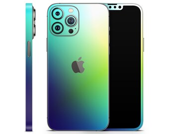 Peau dégradé pastel pour Apple iPhone 15 14 13 12 11 Pro Max Plus (tous les modèles), emballage en vinyle imprimé, autocollant de décalcomanie de couverture, motif bleu vert