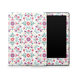 Flower Mosaics Kindle Protective Skin, Kindle Cover Vinyl Wrap, Kindle Accessories, Decorative Decals for Kindle, Colourful Floral Pattern