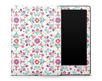 Mosaïques de fleurs Skin de protection Kindle, Film de protection en vinyle pour Kindle, Accessoires Kindle, Décalcomanies décoratives, Motif floral coloré