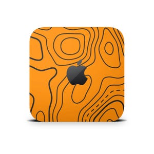 Carcasa para Mac Mini con diseño de mapa topográfico naranja, envoltura con patrón topográfico, calcomanía protectora, cubierta de vinilo impresa para Apple Mac Mini M1 M2 M4 Pro