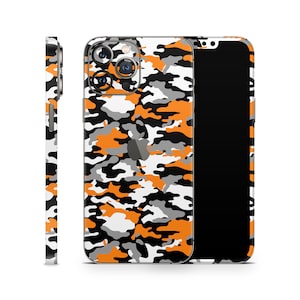 Custodia protettiva arancione CAMO per Apple iPhone 16 15 14 13 12 Pro Max Plus (tutti i modelli), decalcomanie in vinile stampato, adesivi mimetici
