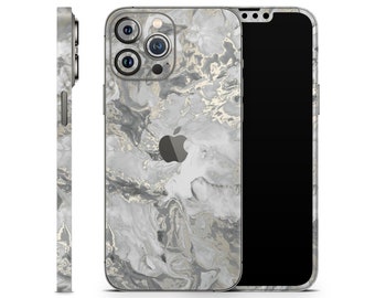 Gray Marble Swirl Protective Skin for Apple iPhone 15 14 13 12 11 Pro Max Plus (All Models), Printed Vinyl Cover, Wrap Decal Stickers