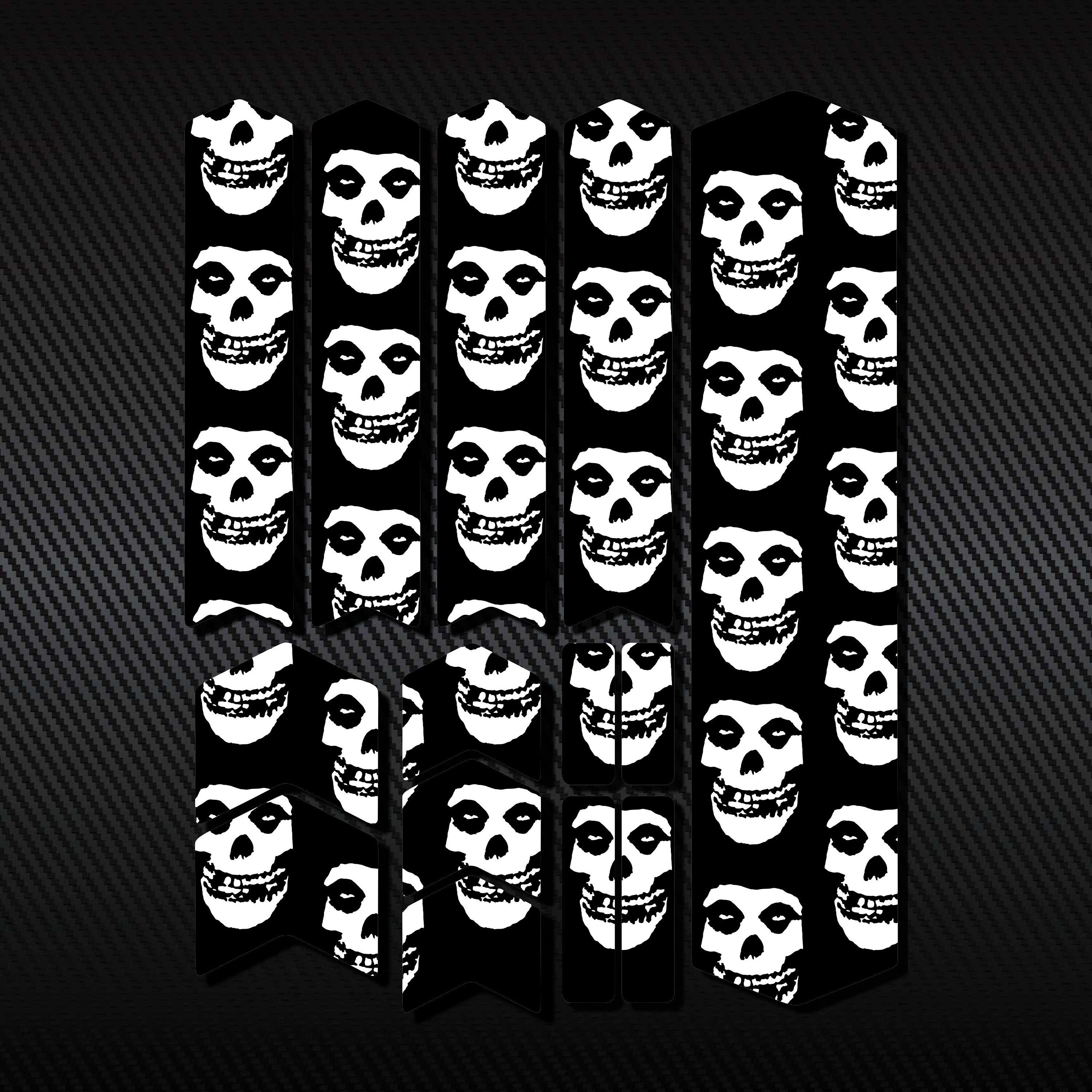 Bicycle Frame Fork Protector Decals Set 14 Pcs / Ebike Bmx Mtb Protection Guard Scratch Proof Stickers Kit / Printed Vinyl Decal / Skulls