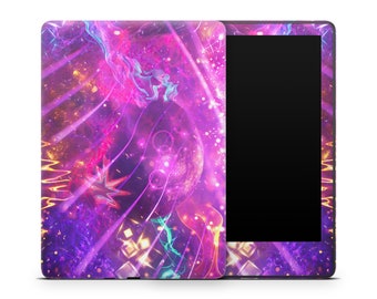 Neon Galaxy Kindle Protective Skin, Kindle Cover Vinyl Wrap, Kindle Accessories, Decorative Decals, Colourful Stars Celestial Pattern