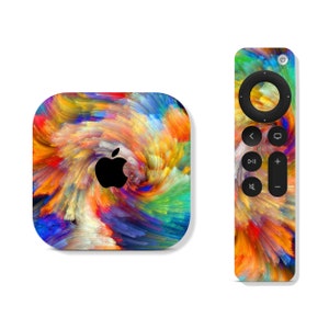 Bunte Haut für Apple TV Gerät & Fernbedienung - 2.3.4.5.Gen 2 3 4 4K 5 - Bedruckter Vinyl Wrap Cover Aufkleber Aufkleber - Color Burst Swirl