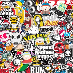 Stickerbomb Comics Bombing-patroon vinylvel, stickerbom zelfklevend bedrukt vinyl, kraswaterbestendig luchtbelvrij, doe-het-zelfdecoratie