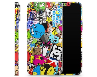 Bombing Protective Skin pour Apple iPhone 15 14 13 12 11 Pro Max Plus (tous les modèles), couverture en vinyle imprimé, Stickerbomb Wrap, autocollant autocollant DC