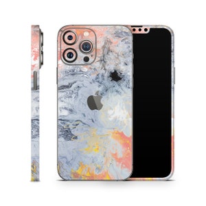 Fire MARBLE Protective Skin for Apple iPhone 16 15 14 13 12 11 Pro Max Plus (All Models), Printed Vinyl Wrap, Decal Sticker Colorful Cover