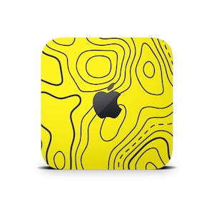 Capa de vinil para mapa topográfico amarelo para Mac Mini, envoltório de padrão topográfico, adesivo protetor, capa de vinil impressa para Apple Mac Mini M1 M2 M4 Pro