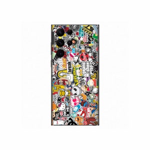 STICKERBOMB Skin for Samsung Galaxy Smartphones, Printed Vinyl Wrap Protective Decal Cover, Sticker Bomb Bombing Pattern
