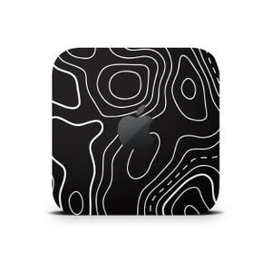 Funda protectora con diseño de mapa topográfico negro para Mac Mini, diseño de topografía, pegatina protectora, cubierta de vinilo impresa para Apple Mac Mini M1 M2 M4 Pro