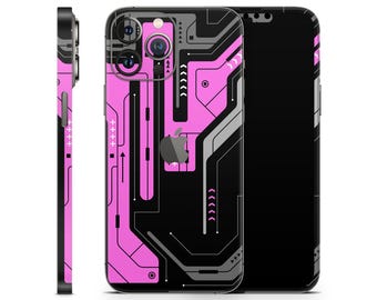 Pink Cyber Skin für Apple iPhone, futuristische Scifi Vinyl-Hülle, Schutzhülle, Abziehbild-Aufkleber für iPhone 12 13 14 15 16 17 Pro Max Air