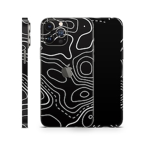 Capa protetora de mapa topográfico para Apple iPhone 16 15 14 13 12 Pro Max Plus (todos os modelos), capa de vinil impressa, decalque de terreno topográfico