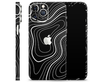 Topographic Map Protective Skin for Apple iPhone 15 14 13 12 11 Pro Max Plus (All Model), Printed Vinyl Cover Wrap, Topography Terrain Decal