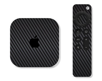 Peau de protection 3D noir carbone pour Apple TV, autocollant de couverture en vinyle pour Apple TV et télécommande, disponible pour tous les modèles, accessoires Apple Tv