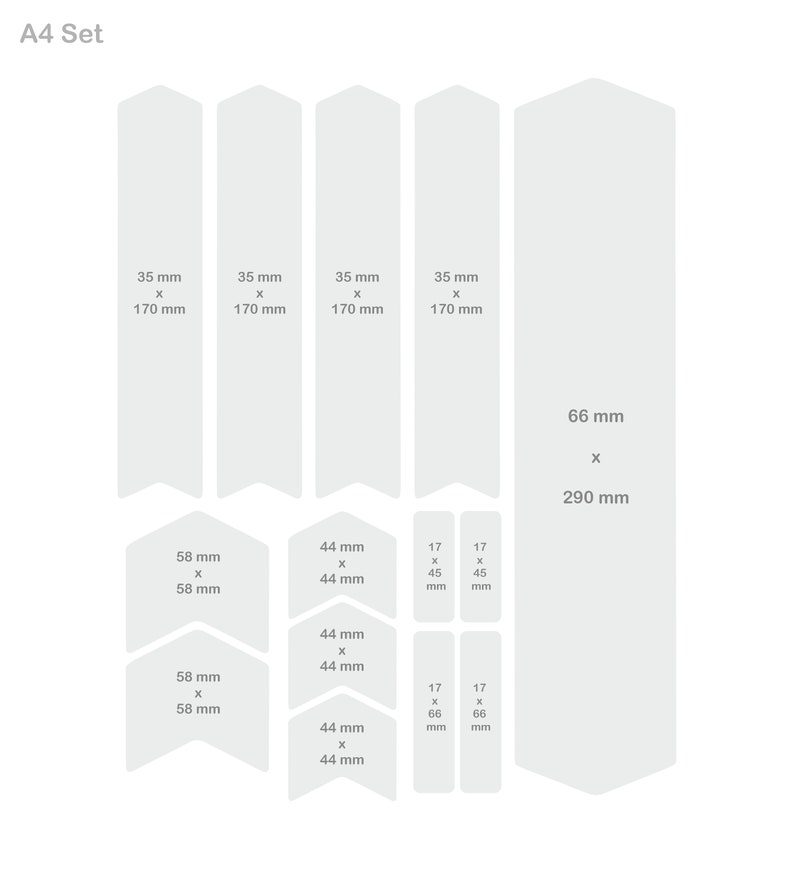 May include: A set of printable A4 labels in various sizes. The labels are white and have a rounded corner design. The labels are perfect for organizing and labeling items.