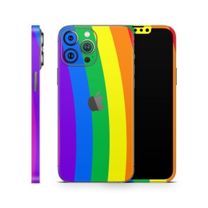 RAINBOW Colorful Protective Skin for Apple iPhone 17 16 15 14 13 12 11 Pro Max Plus Mini Air, Printed Vinyl Cover Wrap Decal Stickers