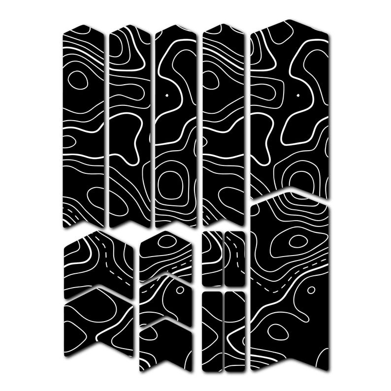 Topographic Map Pattern Bike Frame Stickers - Bicycle Frame Fork Protection Film Decals / Mtb Protective Tape Guard Scratch Proof Ebike Bmx image 3