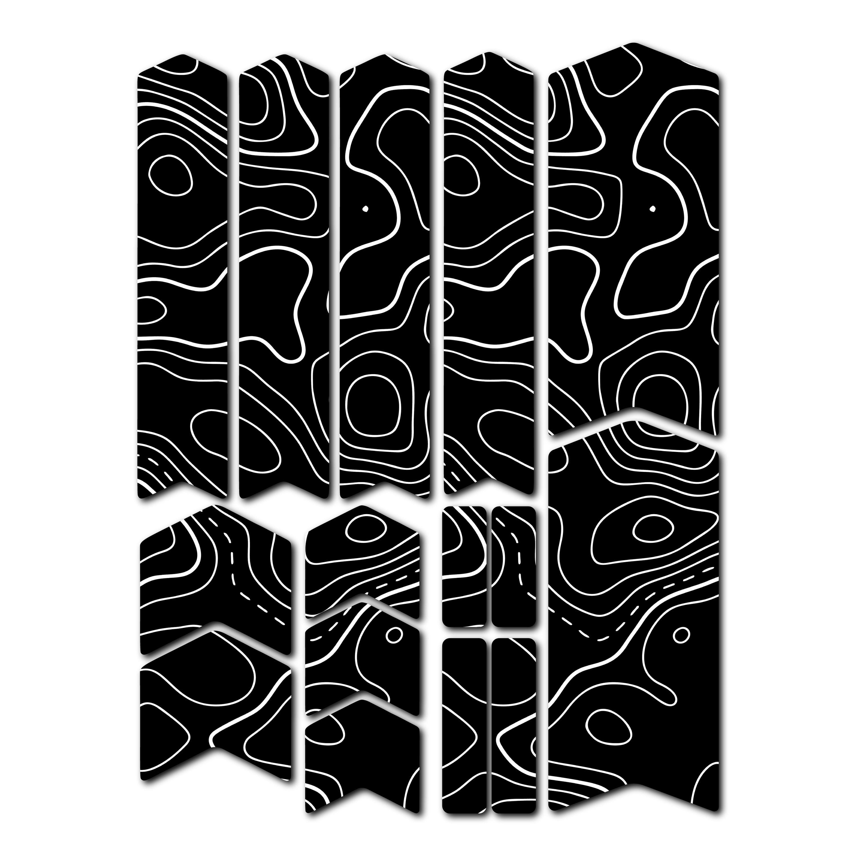 Topography Map Decals Topographic Map Pattern Bike Frame Stickers - Bicycle Frame Fork ...