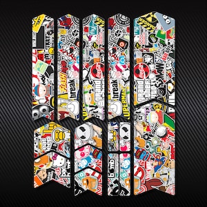 Bicycle Frame Decals Set, Mtb Stickers, Frame Protector, Bike Stickers, Protection Film, Scratch Proof, STICKERBOMB Design image 3