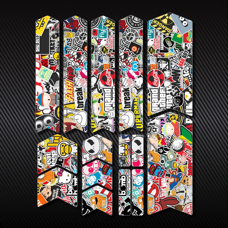 Bicycle Frame Decals Set, Mtb Stickers, Frame Protector, Bike Stickers, Protection Film, Scratch Proof, STICKERBOMB Design image 3