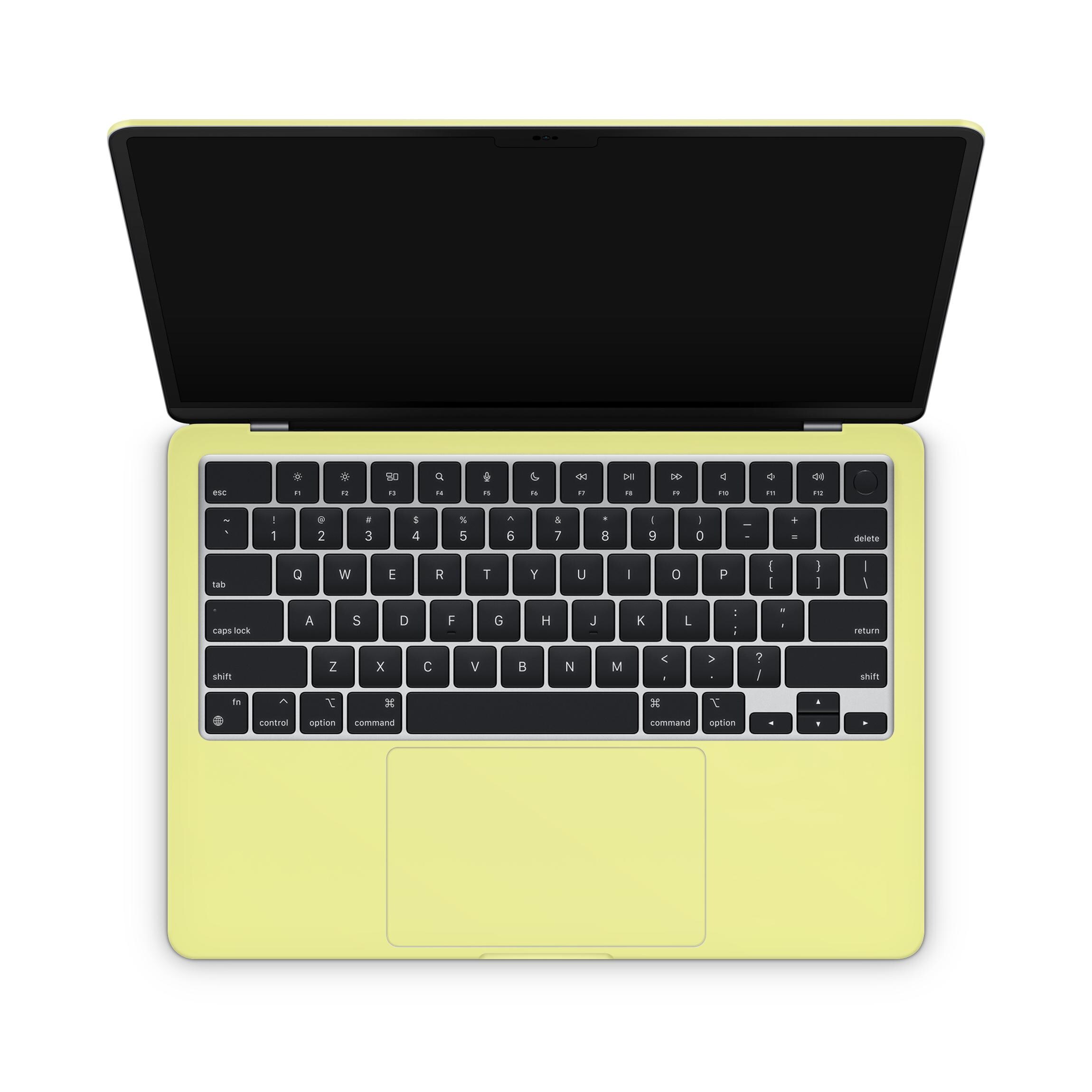 パステルイエローのMacBook用ビニールスキン｜マットなニュートラル