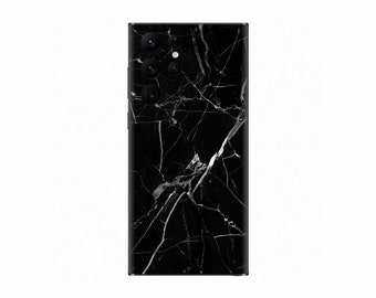 Black & White MARBLE Skin for Samsung Galaxy Models, S20 S21 S22 S23 S24 Note Plus Ultra, Printed Vinyl Wrap Protective Decals Sticker Cover