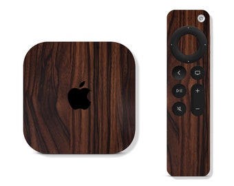 Ebony Wood Skin for Apple TV Devices & Remote 2nd 3rd 4th 5th Gen 2 3 4 4K 5, Printed Vinyl Wrap, Cover Decal Stickers, Apple Tv Accessories