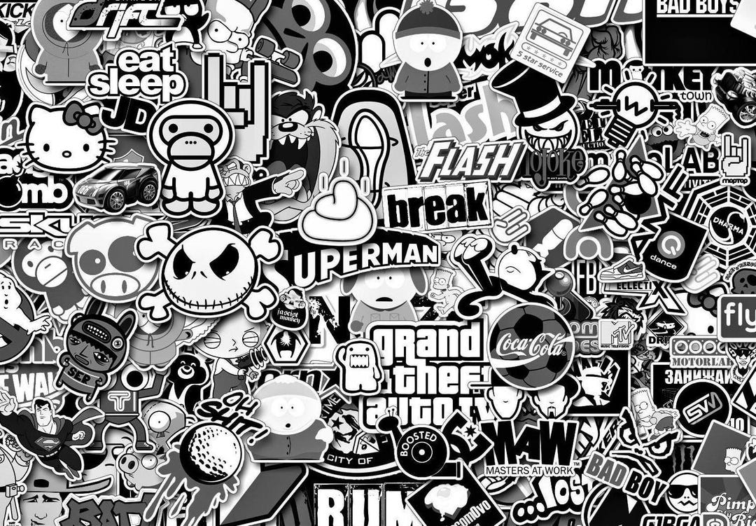 Stickerbomb Monochromatic Bombing Pattern Vinyl, Self Adhesive Printed ...